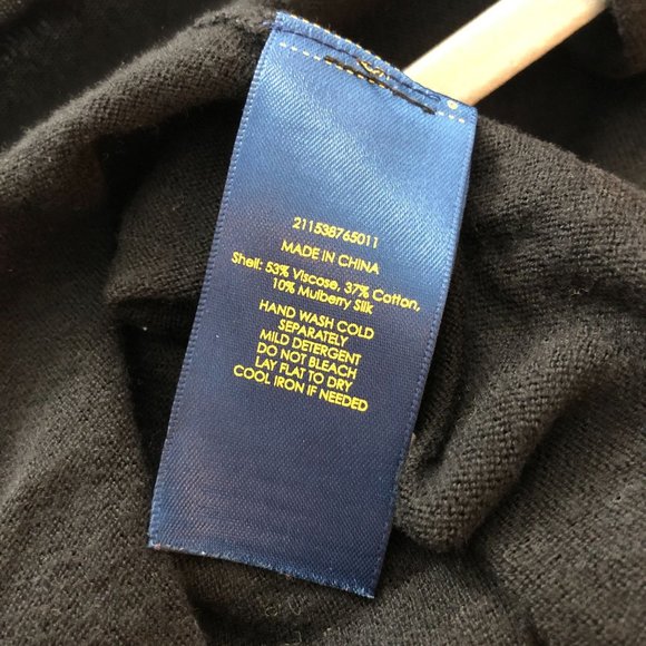 Polo Ralph Lauren Womens Cardigan Sweater Duster Open Front Silk Blend Black XS - Picture 4 of 4